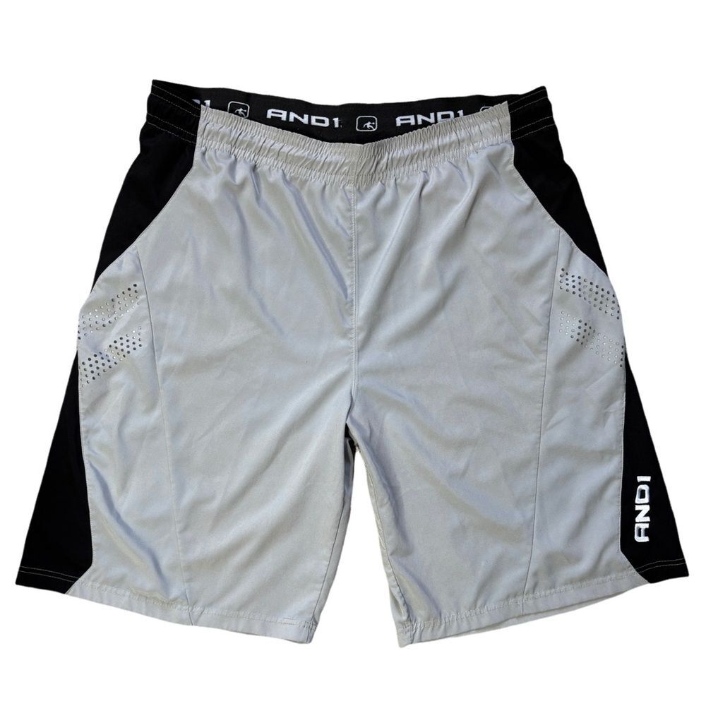 AND1 Men's Gray and Black Athletic Shorts